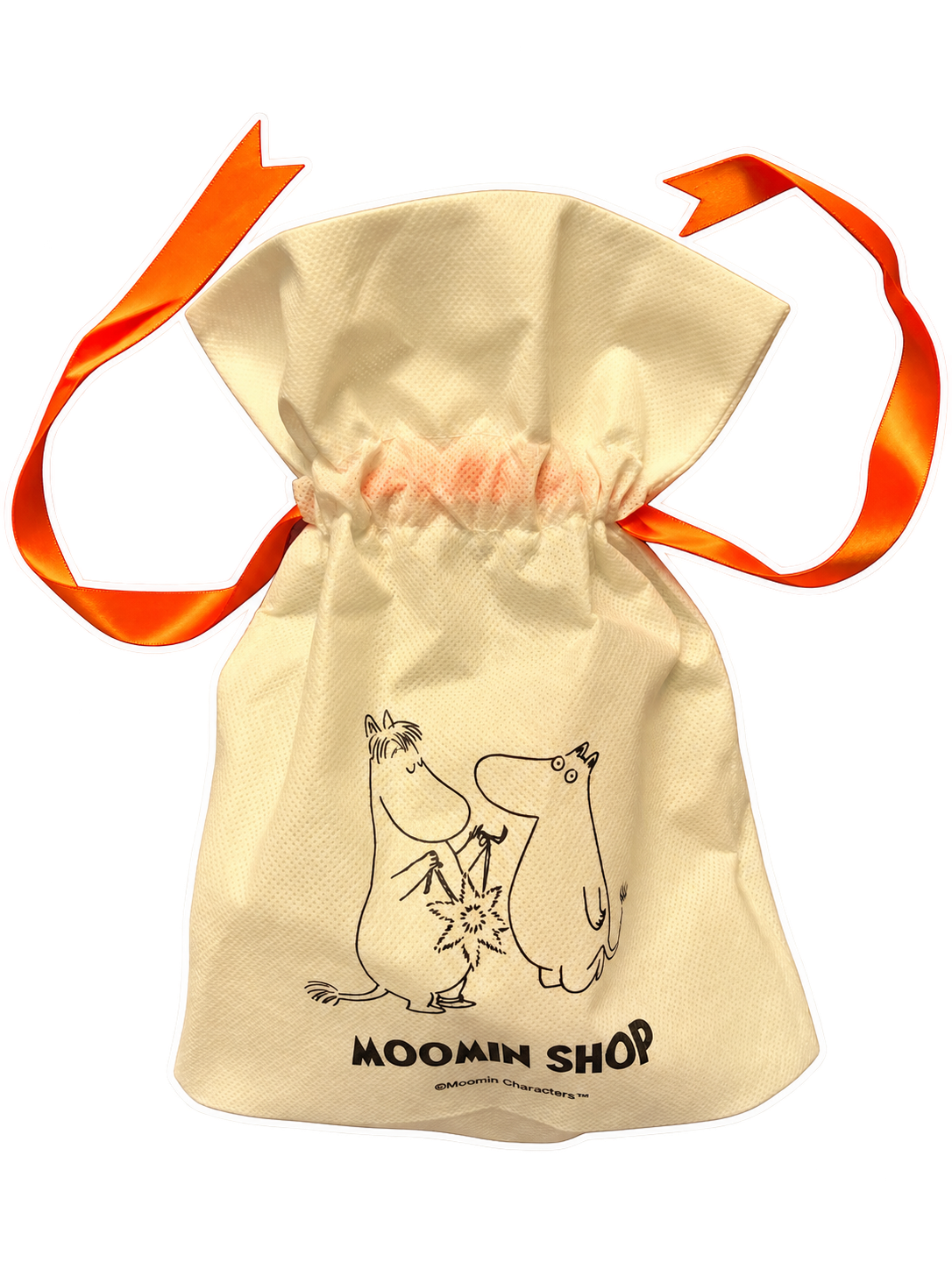 Moomin gift pouch with orange ribbons